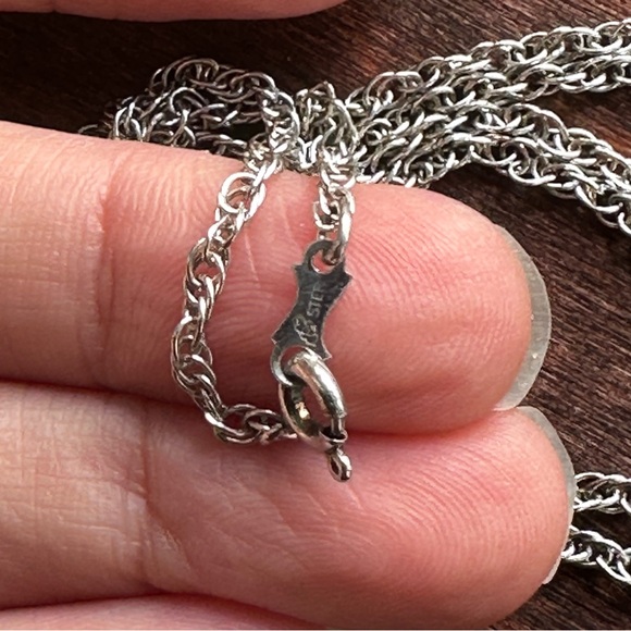NWOT STERLING Stamped Chain + Heart Shape (Heavy) Pendant - Picture 6 of 7